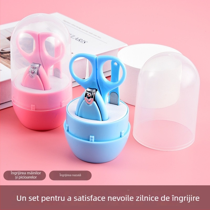 Set personalizat de tăiere a unghiilor pentru bebeluși — clește de unghii sigur pentru nou-născuți, design anti-înțepare, din plastic și oțel inoxidabil