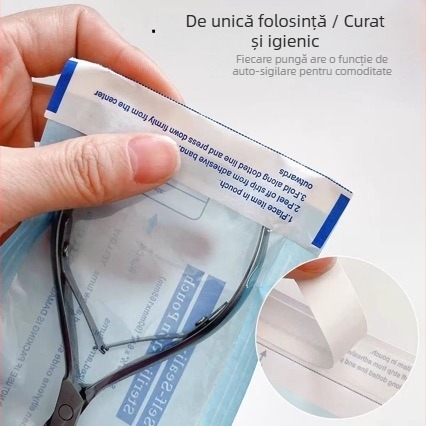 Sacoșe de unică folosință pentru dezinfectare în manichiură, cu închidere automată, pentru depozitarea fișierelor de unghii, pensete pentru pieliță, pushers din oțel și capete de polizare
