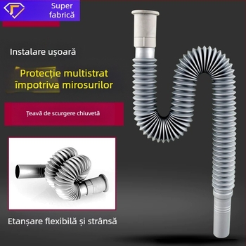 Conduct de scurgere extensibil în formă de S pentru chiuvetă – anti miros, retractabil, ABS