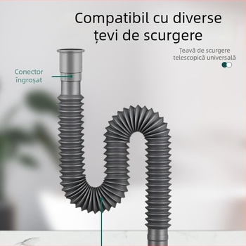 Conduct de scurgere extensibil în formă de S pentru chiuvetă – anti miros, retractabil, ABS