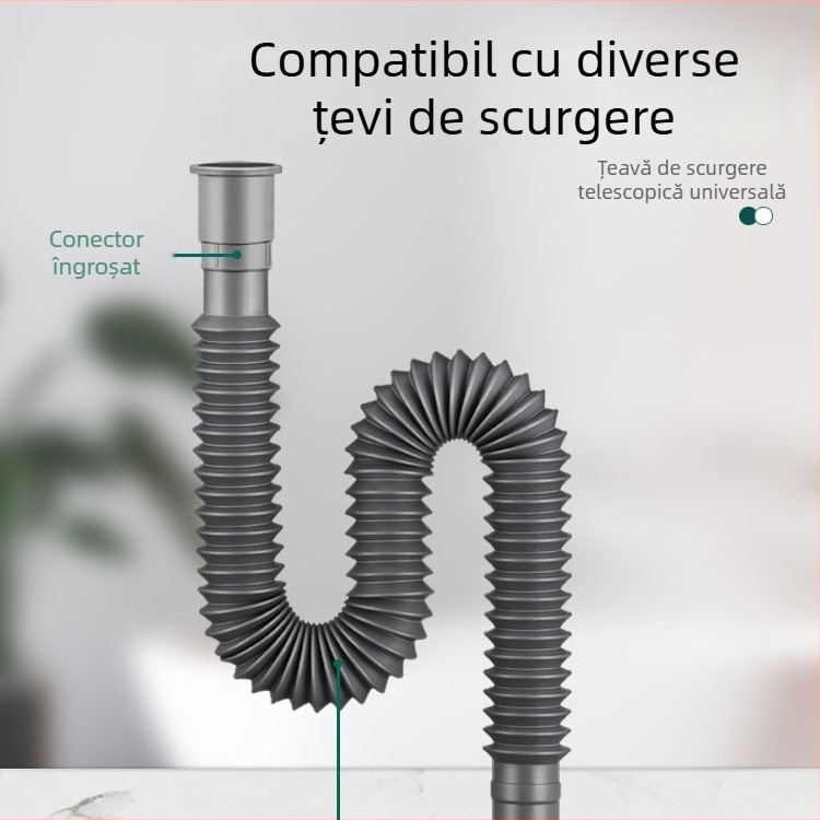Conduct de scurgere extensibil în formă de S pentru chiuvetă – anti miros, retractabil, ABS