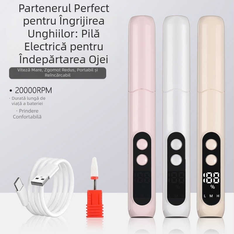 Polizor electric pentru unghii și remover de piele moartă – dispozitiv portabil pentru uz casnic, autonomie lungă a bateriei