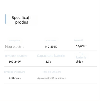 Mop electric fără fir pentru uz casnic, mop manual multifuncțional pentru podele și plăci, lustruire și aplicare de ceară
