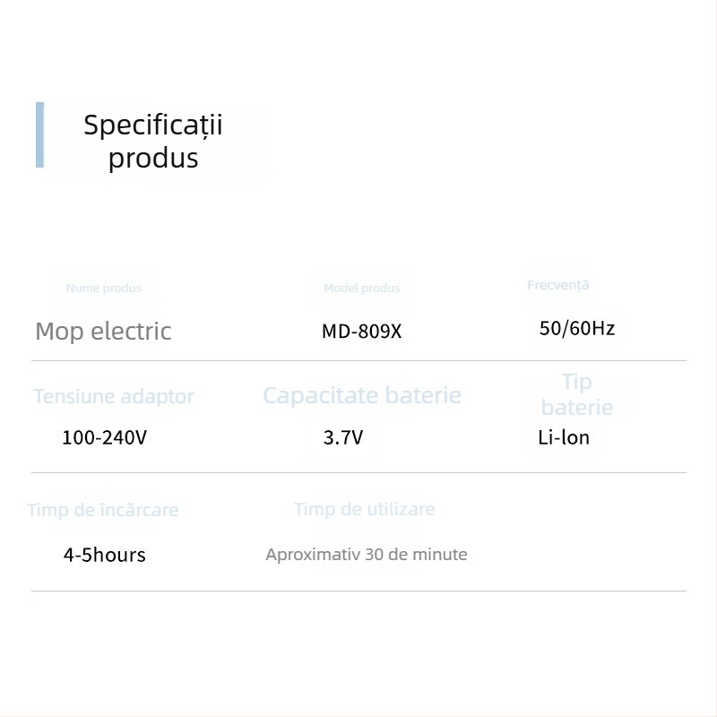 Mop electric fără fir pentru uz casnic, mop manual multifuncțional pentru podele și plăci, lustruire și aplicare de ceară