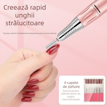 Oxxi polizor electric pentru unghii, cu mâner metalic, reîncărcabil