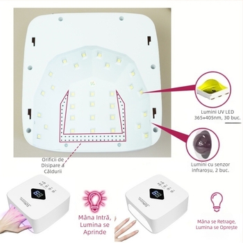 S10 Nouă lampă LED pentru unghii cu 30 LED-uri, 120W, încărcare reîncărcabilă, uscare gel și senzor inteligent