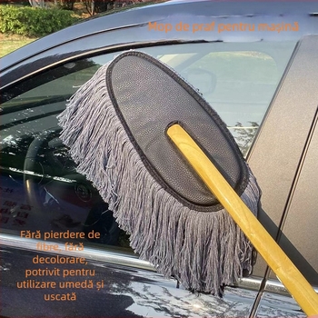 Perie cu mâner din lemn pentru ceară auto