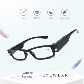 Ochelari de citit LED cu lumină, model T01, mărire 180%, ochelari pentru presbiopie