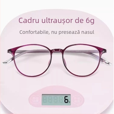 Ochelari de lectură de înaltă calitate pentru femei de vârstă mijlocie și vârstnice, protecție împotriva luminii albastre, ultra-ușoare, aspect vintage, ramă rotundă