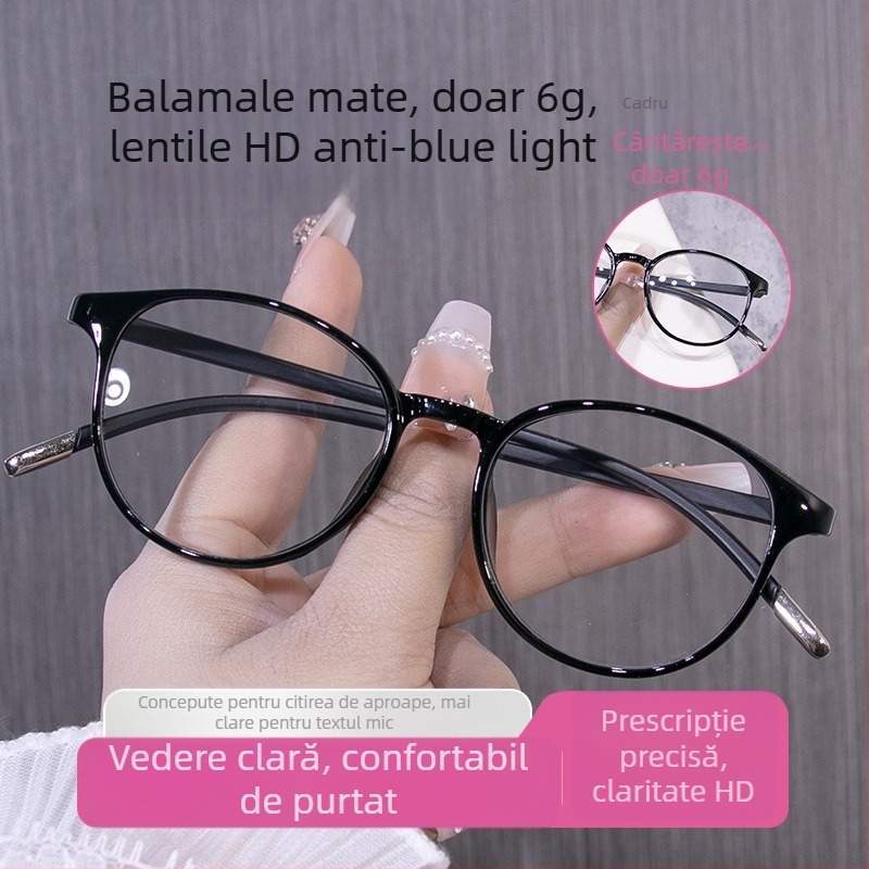 Ochelari de lectură de înaltă calitate pentru femei de vârstă mijlocie și vârstnice, protecție împotriva luminii albastre, ultra-ușoare, aspect vintage, ramă rotundă