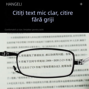 Ochelari de citit anti-lumină albastră, brațe telescopice pliabile, ramă rotundă din metal, pentru adulți