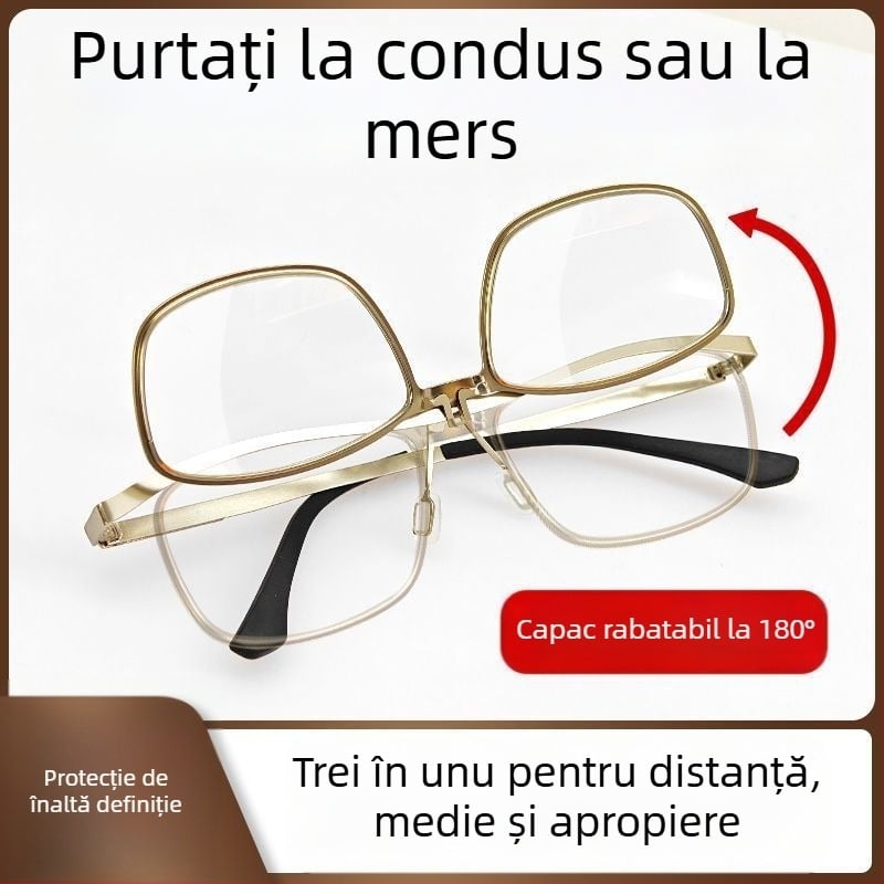 Ochelari bifocali de lectură, pliabili cu capac, anti-lumină albastră, portabili, lentile HD, potriviți universal