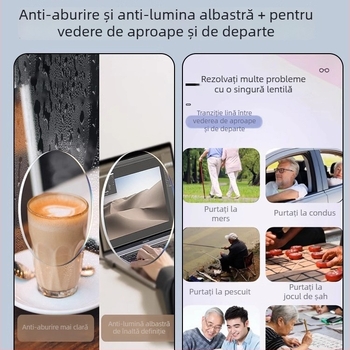 Ochelari presbiopici cu anti-ceață, zoom inteligent pentru vedere aproape și departe, claritate la condus, protecție împotriva luminii albastre, pentru bărbați