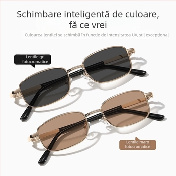 Ochelari de citit Old Man 100 cu lentile fotocromice, lentile ultra-clare, nuanță gri-ceai, ramă completă
