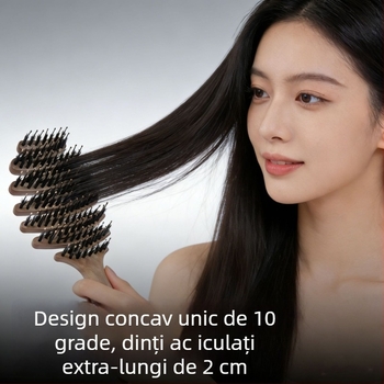 Pieptene pentru păr cu peri din con de pin, îngrijire păr, masaj scalp, netezire păr, volum, pernă de aer, pentru femei