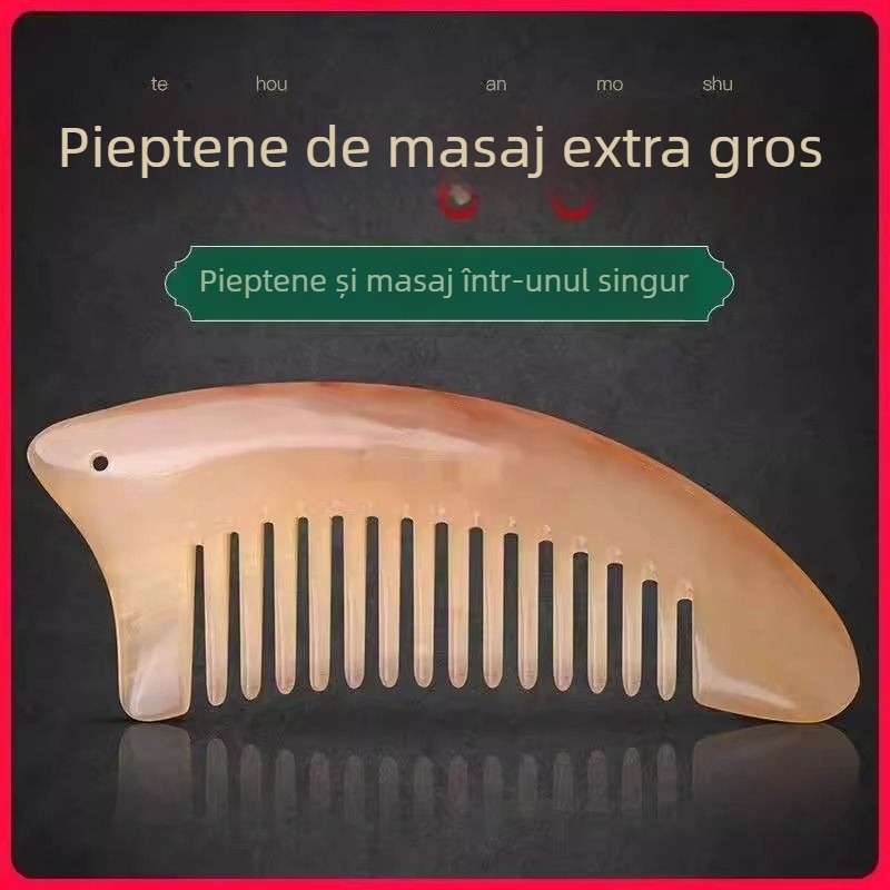 Pieptene din corn de berbec pentru masaj al scalpului și îngrijire a părului