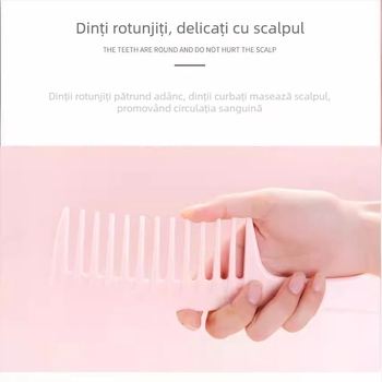 Pieptene de păr Wanfei cu dinți late pentru păr gros, bucle mari, masaj la scalp, plastic ABS
