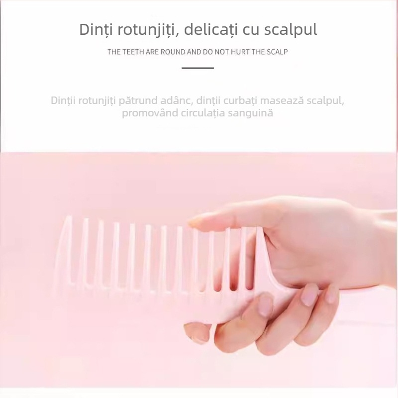 Pieptene de păr Wanfei cu dinți late pentru păr gros, bucle mari, masaj la scalp, plastic ABS