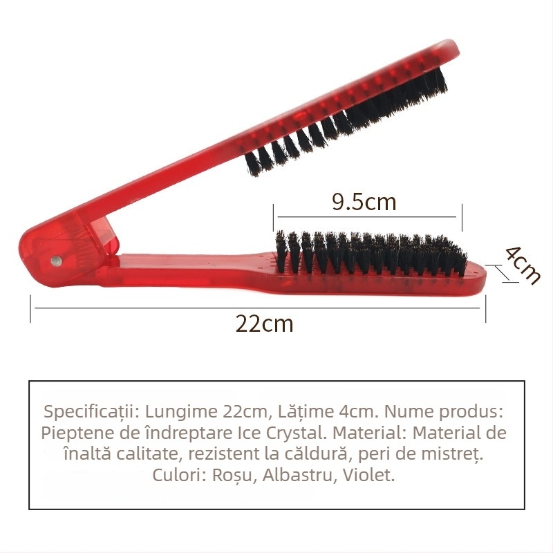 Pieptene din plastic antistatice cu formă în V pentru netezirea părului