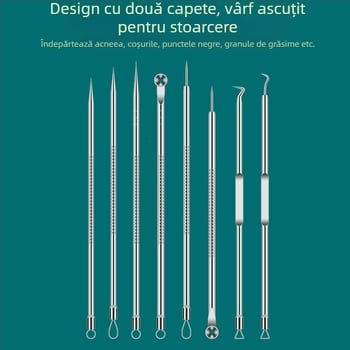Set pentru acnee cu ace pentru curățarea punctelor negre, pensete precise pentru coșuri și instrument de extracție a comedoanelor