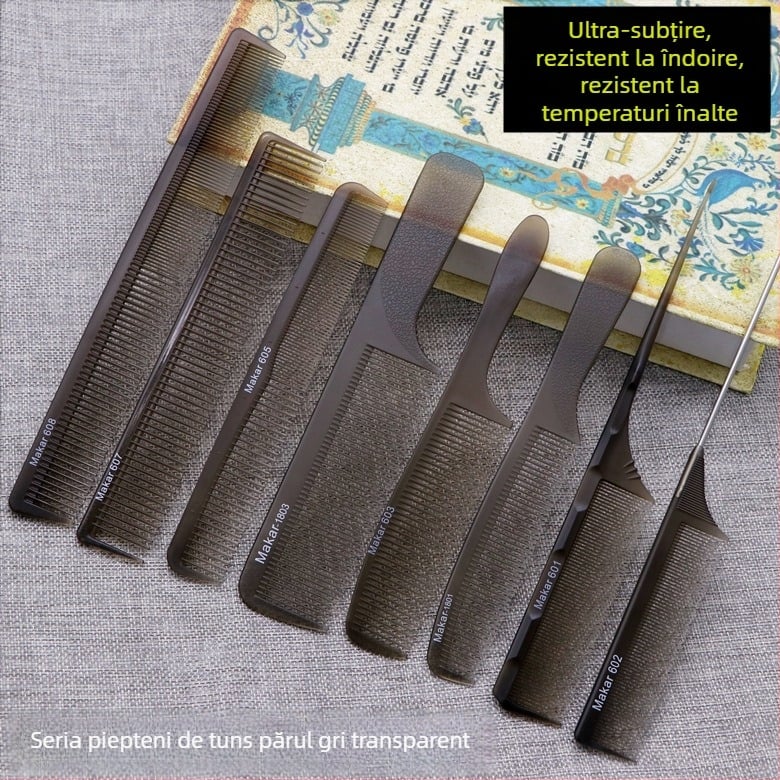 Pieptene de coafat cu două fețe, ultra-subțire, cu cap plat și vârf ascuțit pentru păr lung – instrument profesional