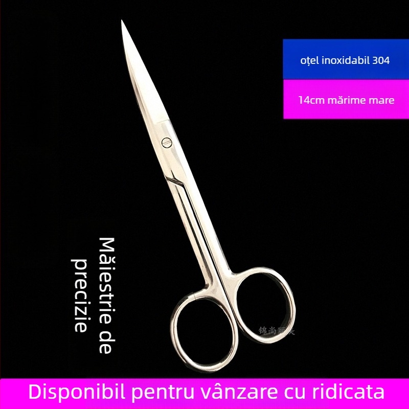 Foarfece curbate din oțel inoxidabil pentru bandă de pleoape, 14 cm, instrument profesional pentru make-up artist