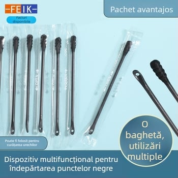 Instrument pentru eliminarea punctelor negre cu ac de acnee și racletă pentru nas – dispozitiv de unică folosință