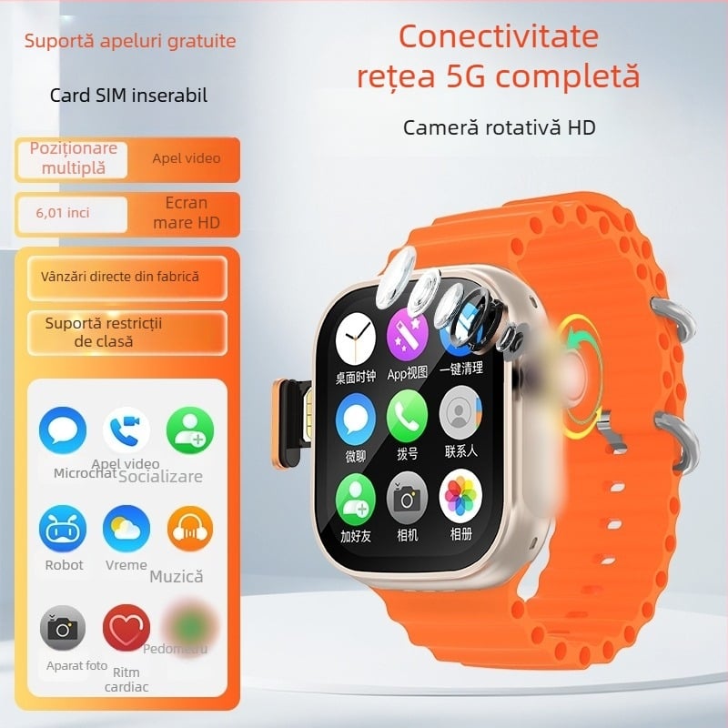 Huaqiangbei S10 ceas telefon pentru copii cu slot SIM, rezistent la apă, cameră, microchat, smartwatch