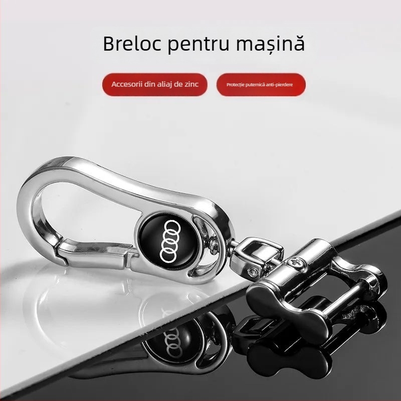 Breloc metalic cu inele duble, unisex, pentru chei de mașină, design minimalist