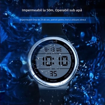 Ceas electronic multifuncțional, impermeabil 50 m, cronograf, alarmă, afișaj iluminat, ceas sport pentru adolescenți, în stoc