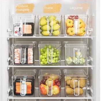 Z2655 Cutie de depozitare a alimentelor pentru frigider, PET, capacitate mare, tip sertar, transparent