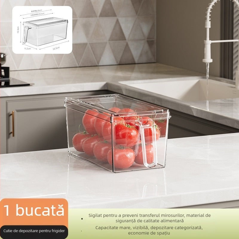 Z2655 Cutie de depozitare a alimentelor pentru frigider, PET, capacitate mare, tip sertar, transparent