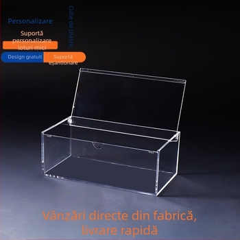 Cutie transparentă din PS, dreptunghiulară, pentru depozitare și prezentare, cu capac, 160×85×60 mm
