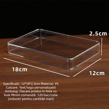 Cutie din plastic dreptunghiular, de calitate alimentară, transparentă din acril pentru gustări și fursecuri, depozitare și expunere pe birou