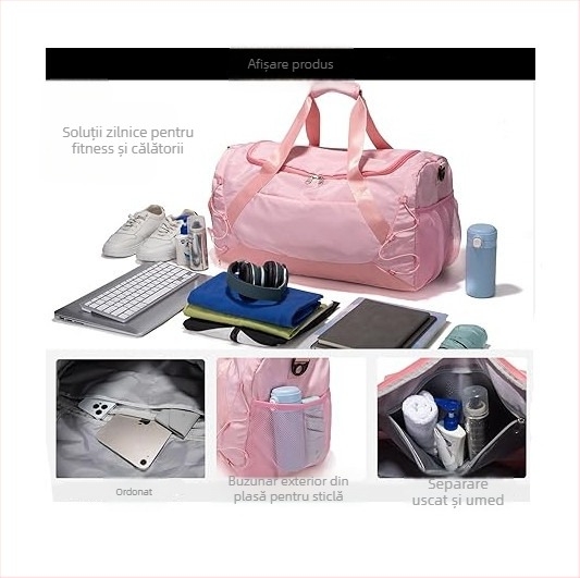 Geantă de sport cu capacitate mare, compartimentare umed-uscată, pentru călătorii scurte, elegantă și versatilă, geantă crossbody