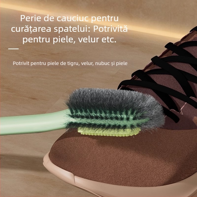 Perie pentru pantofi cu două capete, cinci fețe, pentru îngrijirea velurului și nubukului