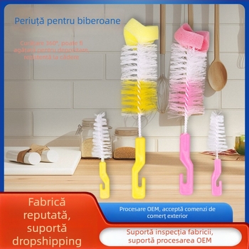 Perie cu burete pentru sticle de bebeluți, suzete și curățarea paharelor