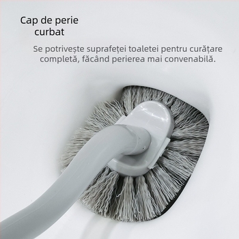Perie de toaletă dintr-o singură bucată, cu mâner lung și peri rigizi pentru curățare temeinică, fără colțuri moarte, design fără găuri