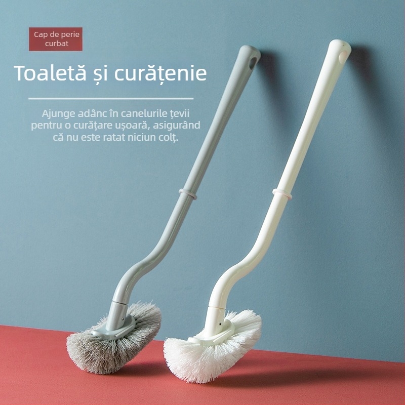 Perie de toaletă dintr-o singură bucată, cu mâner lung și peri rigizi pentru curățare temeinică, fără colțuri moarte, design fără găuri