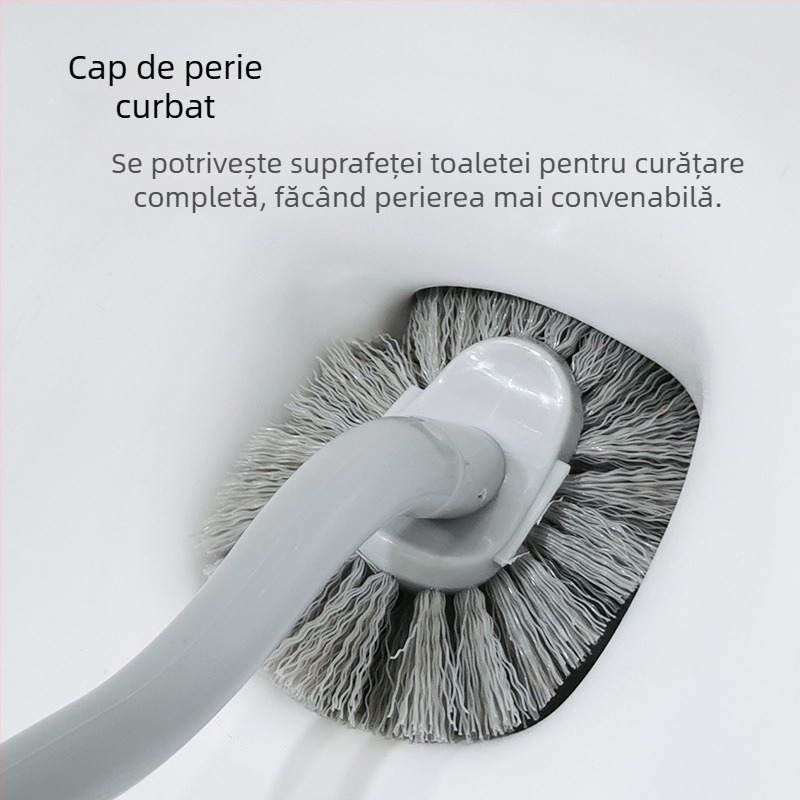 Perie de toaletă dintr-o singură bucată, cu mâner lung și peri rigizi pentru curățare temeinică, fără colțuri moarte, design fără găuri
