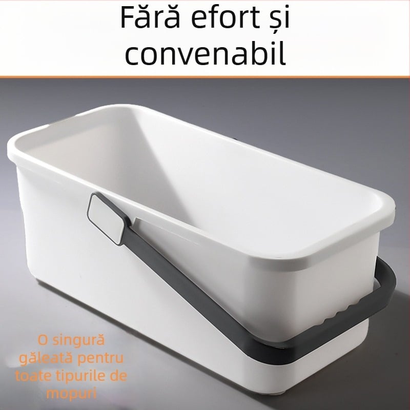 Galeată dreptunghiulară pentru mop, utilizare casnică, cu burete plat; design cu un singur compartiment, robustă pentru curățarea podelei