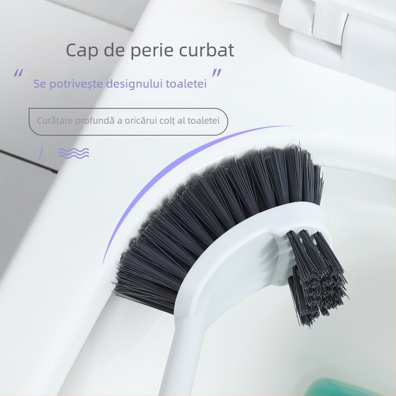 Perie de toaletă cu mâner lung și cap dublu, montare pe perete