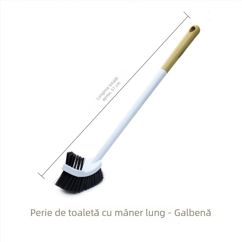 Perie de toaletă cu mâner lung și cap dublu, montare pe perete