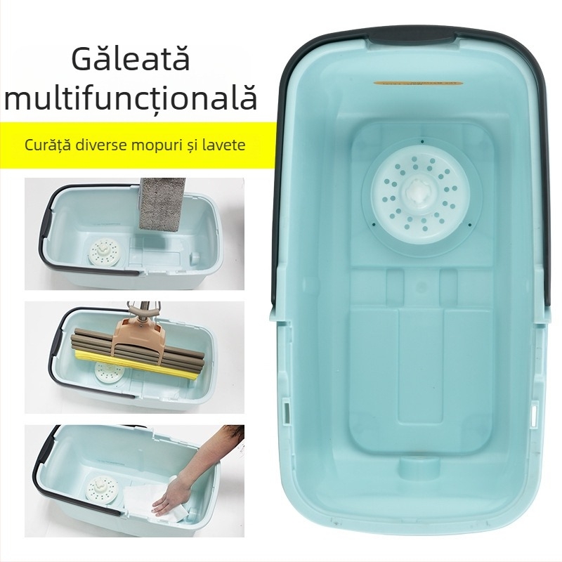 Găleată pentru mop rotativ cu sistem dual-drive, set despărțibil cu cap mop absorbant, lavabil manual
