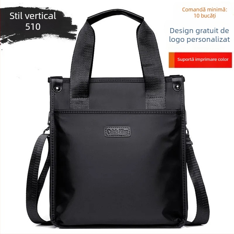 Geantă de umăr pentru bărbați, din Oxford, imprimat cu logo, multifuncțională, cu capacitate mare, geantă de afaceri pentru laptop