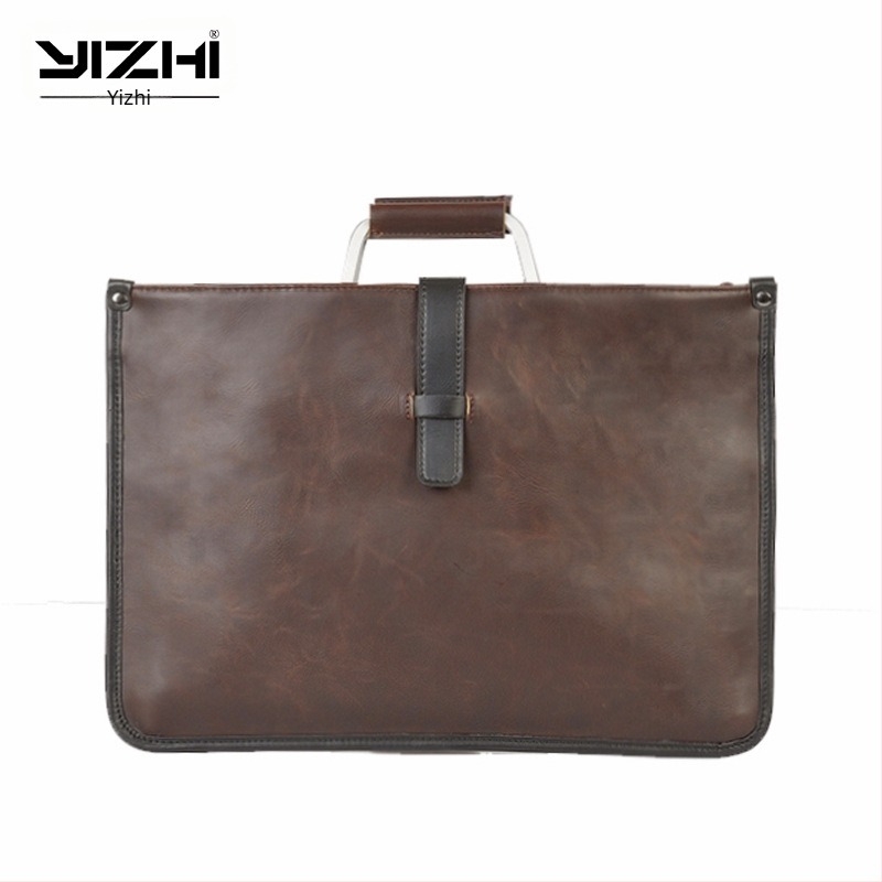 Geantă de umăr casual pentru bărbați, din piele Crazy Horse, stil retro minimalist, pentru laptop de 11 inch
