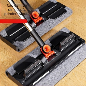 Mop cu cadru din aliaj de aluminiu, fără spălare manuală, mop plat mare pentru casă și birou, material de curățare îngroșat