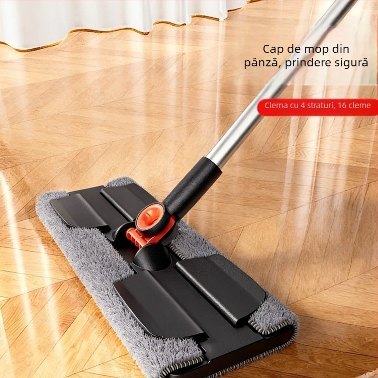 Mop cu cadru din aliaj de aluminiu, fără spălare manuală, mop plat mare pentru casă și birou, material de curățare îngroșat
