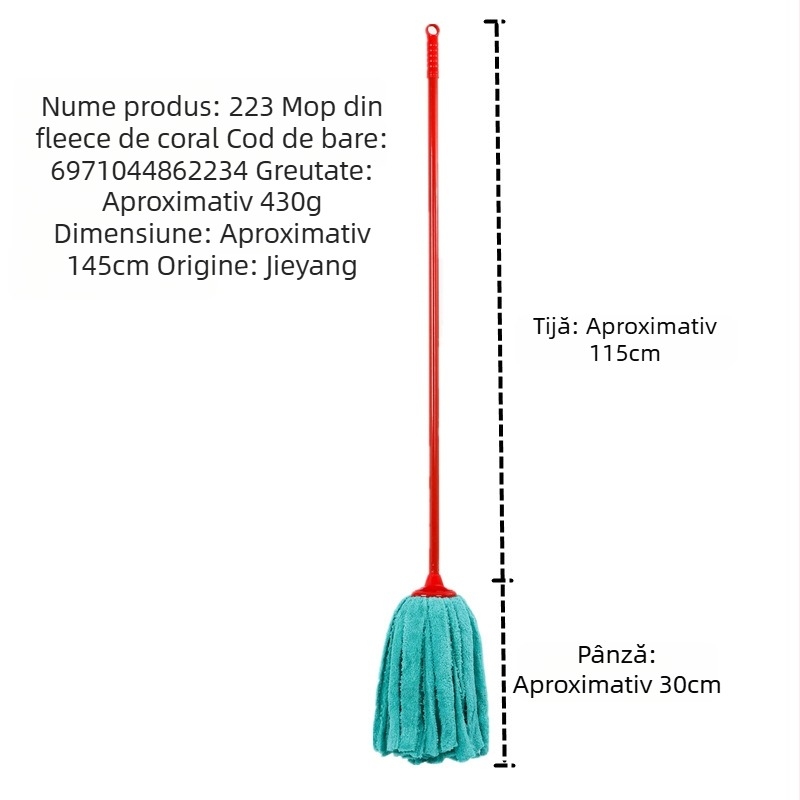 Cap mop din coral fleece, foarte absorbant, cap rotund, gros pentru uz casnic