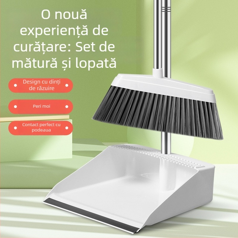 Set adaptabil perie și făraș cu peri moi pentru baie și bucătărie